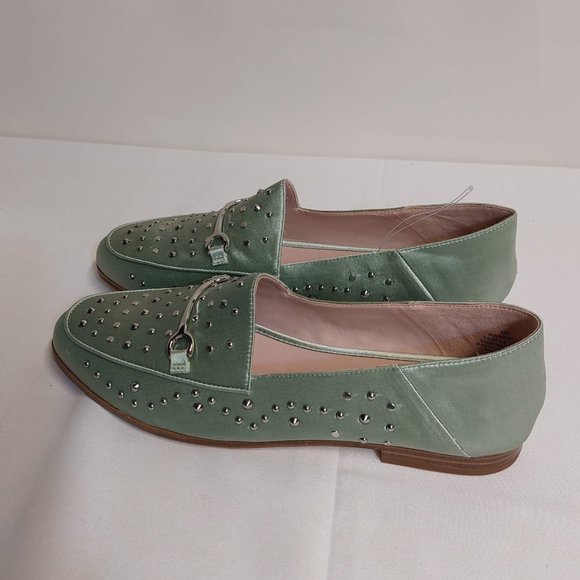 Nine West Westoy Green Satin Loafers Flats Size 8 - Picture 10 of 13